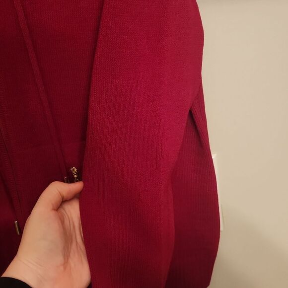 St. John Sport Full-Zip Wool Hoodie In "Wild Fire" Red Size L NWT - Picture 10 of 14